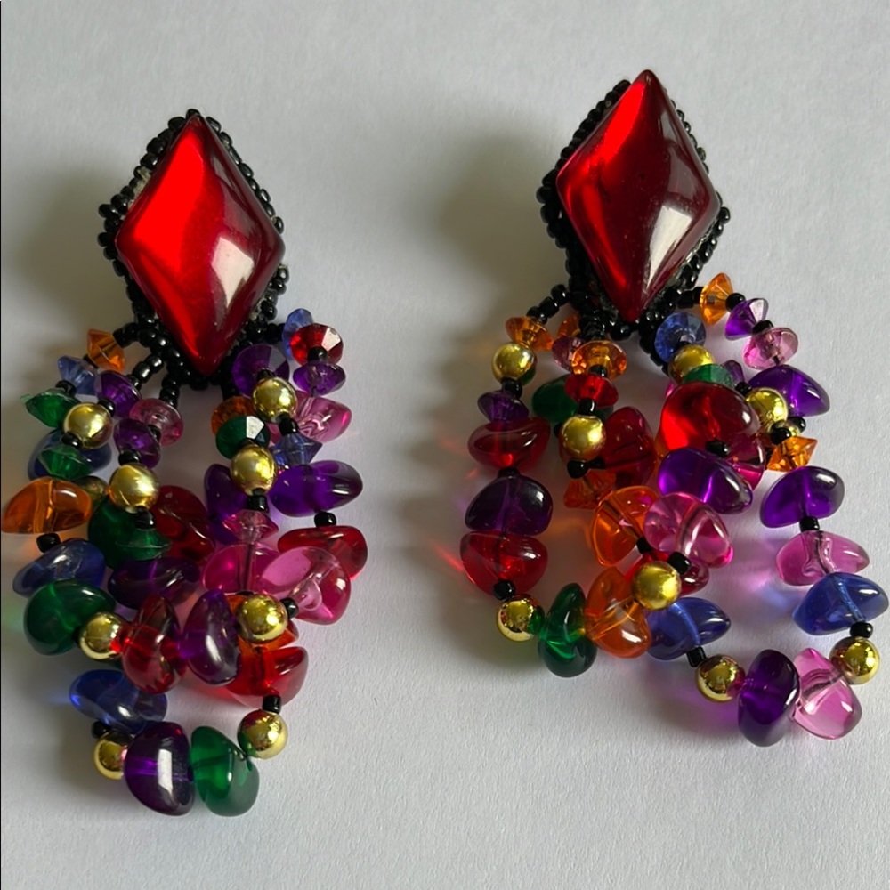 Vintage Plastic Beaded Earrings